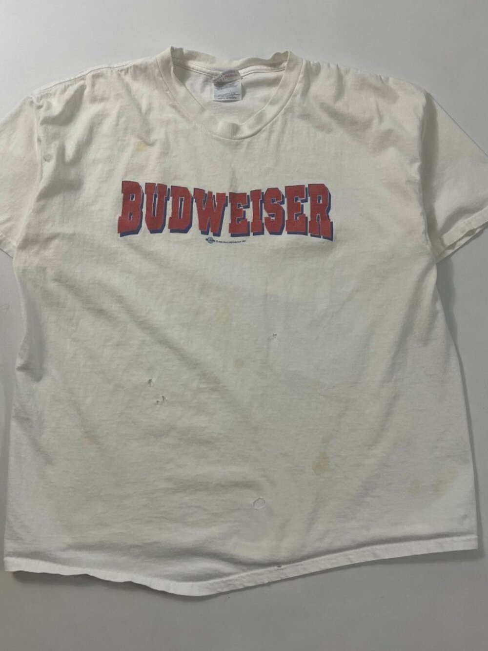 Vintage 1999 Budweiser Spellout Hanes Heavyweight Single Stitch Tee XL